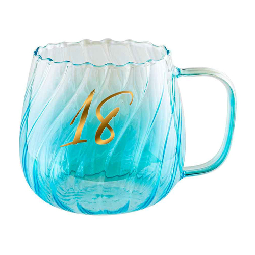 18th Birthday Glass 670ml/10cm Coffee Mug w/ Handle - Blue