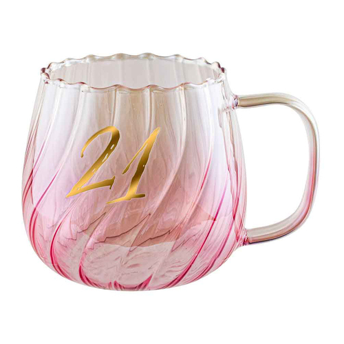21st Birthday Glass 670ml/10cm Coffee Mug w/ Handle - Pink