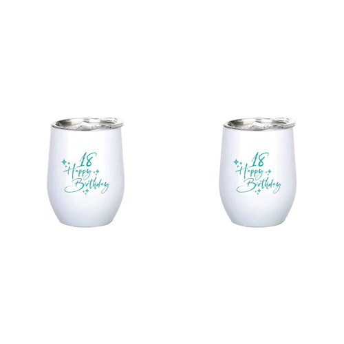 2PK 18th Birthday 360ml S/S Vacuum Insulated Tumbler Mug Double Walled Teal