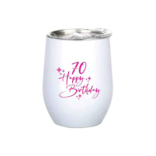 70th Birthday 360ml S/S Vacuum Insulated Tumbler Mug Double Walled Pink