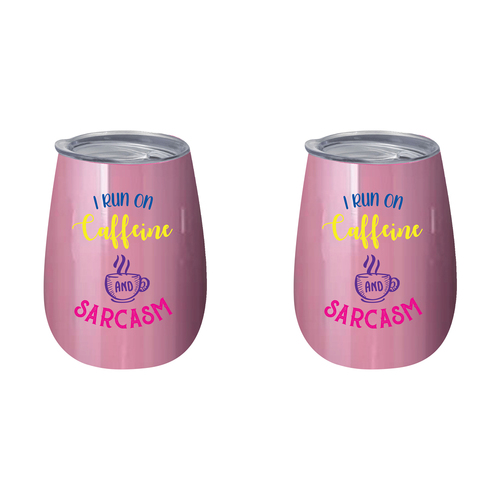 2PK I Run On Caffeine & Sarcasm 360ml S/S Insulated Tumbler Double Walled Mug