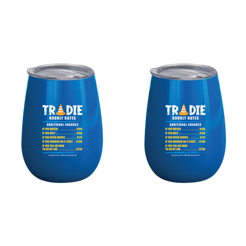 2PK Tradie Hour Rates 360ml S/S Vacuum Insulated Tumbler Double Walled Mug