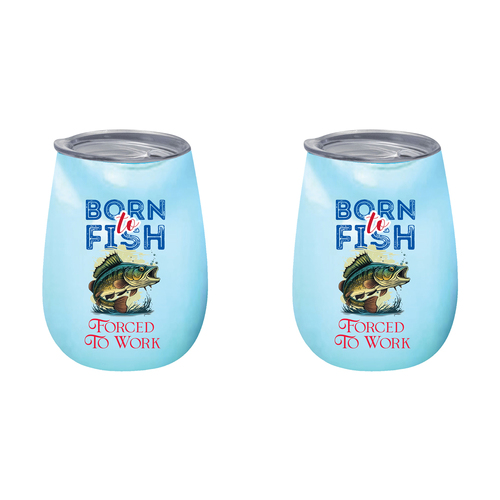 2PK Born To Fish Forced 360ml S/S Vacuum Insulated Tumbler Double Walled Mug