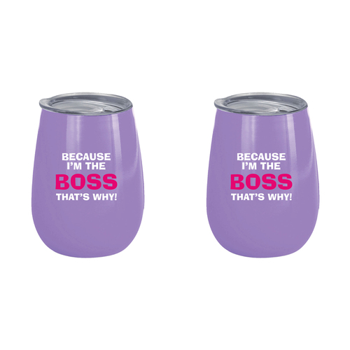 2PK Because I'm the Boss 360ml S/S Vacuum Insulated Tumbler Double Walled Mug