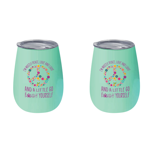 2PK I'm Mostly Peace Love 360ml S/S Vacuum Insulated Tumbler Double Walled Mug