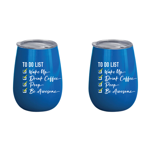 2PK To Do List 360ml Stainless Steel Double Walled Insulated Mug