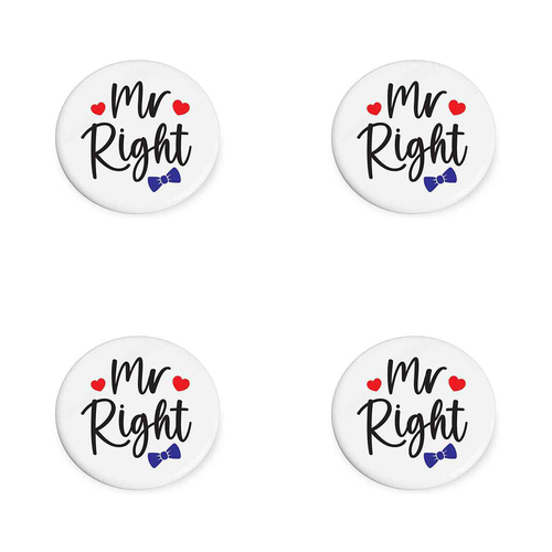 4PK Mr Right Beautiful on the Inside Ceramic Coaster Round 10cm