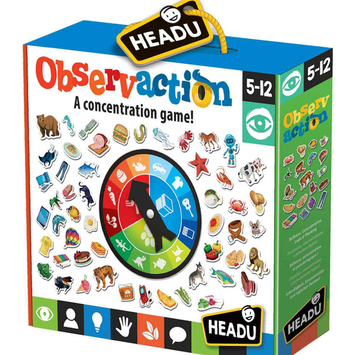 218pc Headu Observaction Cut-Out/Spinner/Timer Kids Board Game Set 5-12y