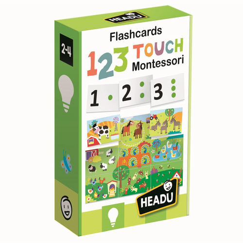 18pc Headu Montessori Flashcards 123 Touch Kids Activity Game Set 2-4y