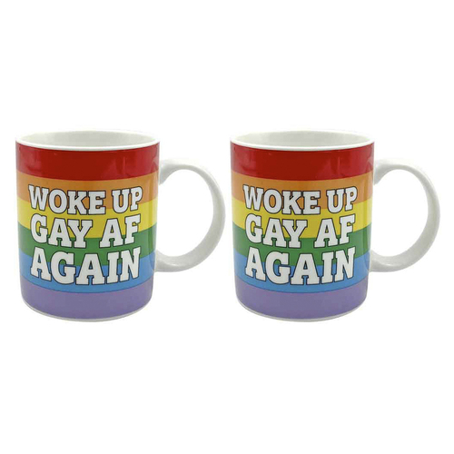 2PK Woke Up Gay Af Again 350ml Novelty Funny Office Gift Mug