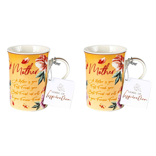 2x Mother Inspiration Mug 360ml New Bone China  Novelty Drinking Cups