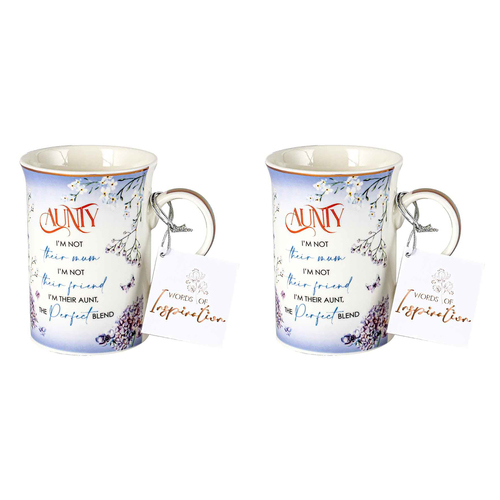 2x Aunty Inspiration Mug 360ml New Bone China  Novelty Drinking Cups