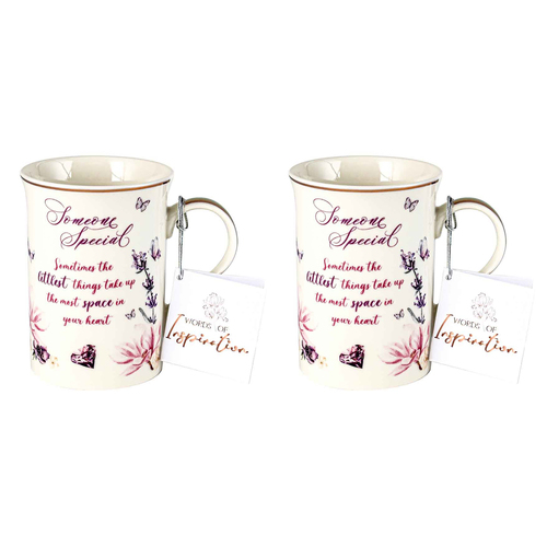 2x Someone Special Inspiration Mug 360ml New Bone China  Novelty Drinking Cups