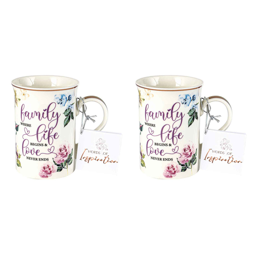 2x Family Inspiration Mug 360ml New Bone China  Novelty Drinking Cups