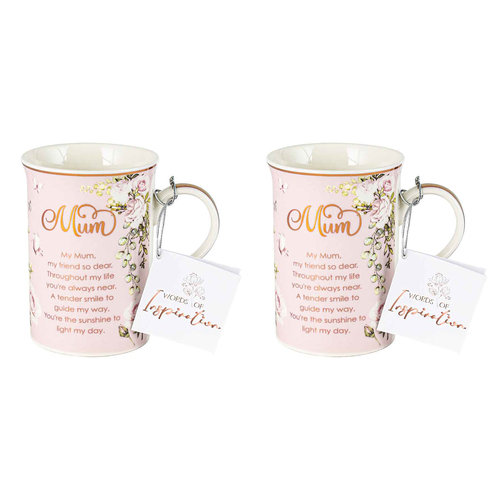 2x Mum Inspiration Mug 360ml New Bone China  Novelty Drinking Cups