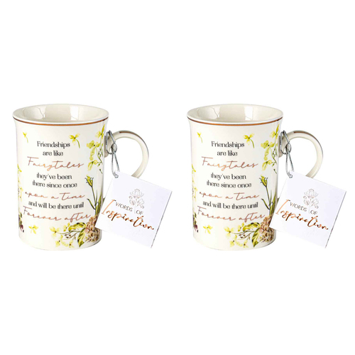 2x Friendship Inspiration Mug 360ml New Bone China  Novelty Drinking Cups