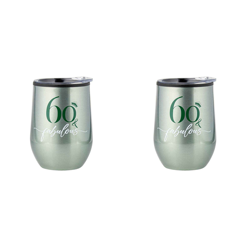 2PK 60th Birthday 360ml S/S Vacuum Insulated Tumbler Double Walled Mug