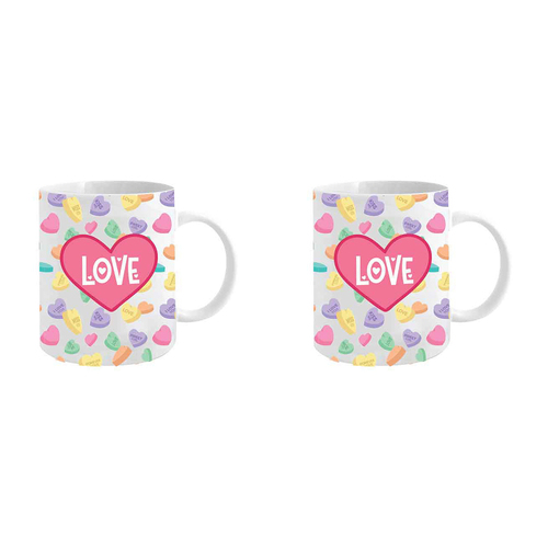 2PK Love 360ml Ceramic Coffee Mug Drinking Cup w/ Handle