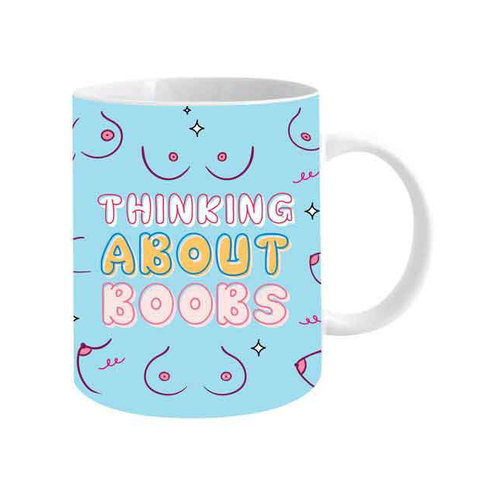 Thingk About Boobs 360ml Ceramic Coffee Mug Drinking Cup w/ Handle