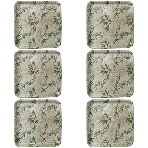 6PK LVD Melamine/Bamboo Square Serving Tray 33x33cm - Leaves