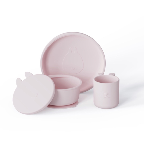 4pc My Pure Silicone Baby/Toddler Suction Meal Set Blush 6M+