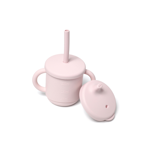 My Pure Silicone Baby/Toddler 3-in-1 Sippy Cup Set Blush 6M+