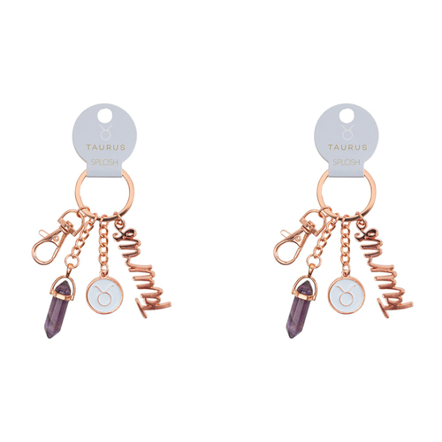 2PK Splosh Mystique Taurus Keychain Zodiac Charm - Rose Gold