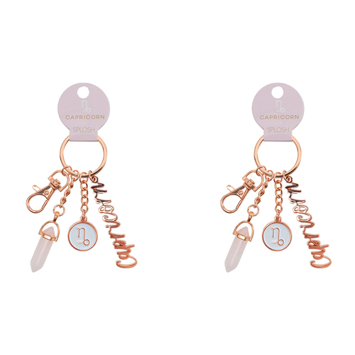 2PK Splosh Mystique Capricorn Keychain Zodiac Charm - Rose Gold