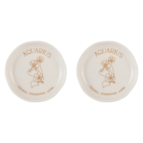 2PK Splosh Mystique Trinket Dish Aquarius Round White 10cm