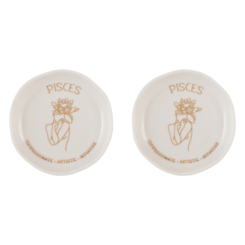 2PK Splosh Mystique Trinket Dish Pisces Round White 10cm