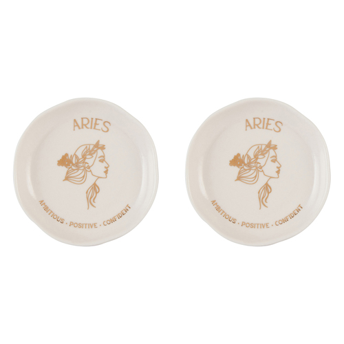 2PK Splosh Mystique Trinket Dish Aries Round White 10cm