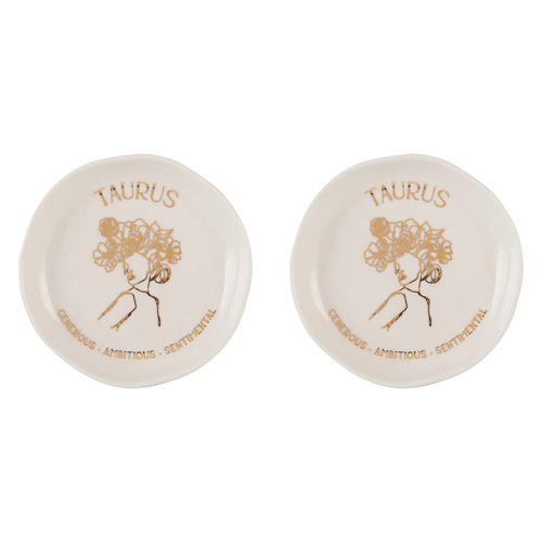 2PK Splosh Mystique Trinket Dish Taurus Round White 10cm