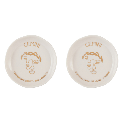 2PK Splosh Mystique Trinket Dish Gemini Round White 10cm