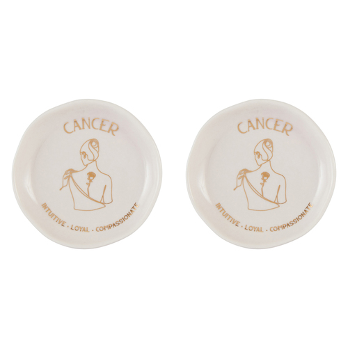 2PK Splosh Mystique Trinket Dish Cancer Round White 10cm