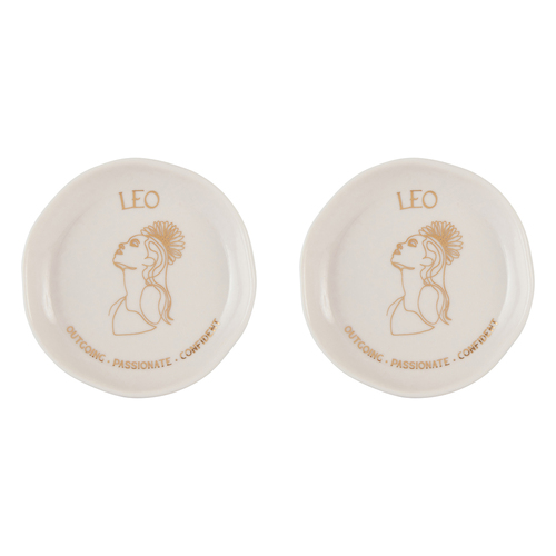 2PK Splosh Mystique Trinket Dish Leo Round White 10cm