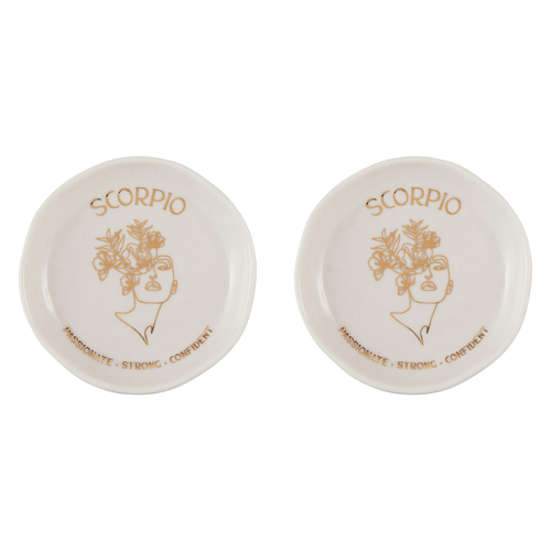 2PK Splosh Mystique Trinket Dish Scorpio Round White 10cm