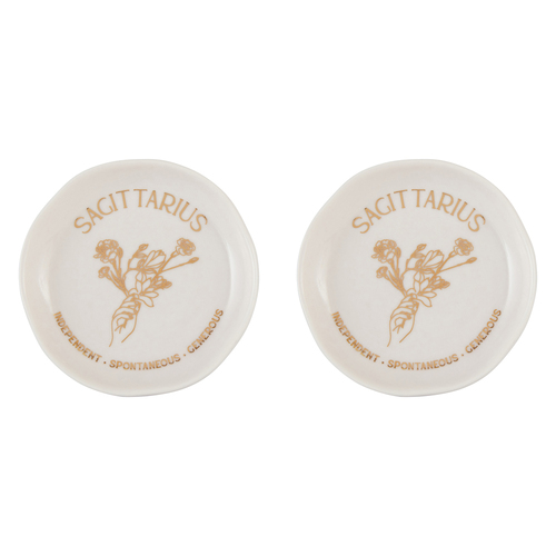 2PK Splosh Mystique Trinket Dish Sagittarius Round White 10cm