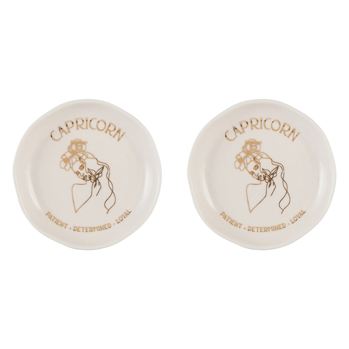 2PK Splosh Mystique Trinket Dish Capricorn Round White 10cm