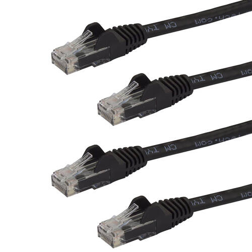 2PK Star Tech 2m Black Snagless Cat6 UTP Patch Cable - ETL Verified