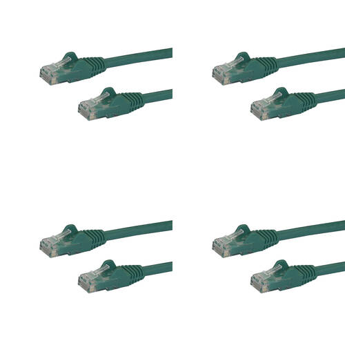 4PK Star Tech 2m Green Cat6 UTP Snagless Patch Cable