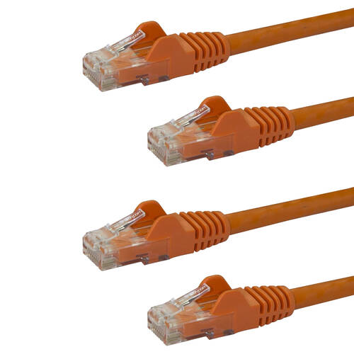 2PK Star Tech 2m Cat6 Orange Snagless Gigabit Ethernet RJ45 Cable