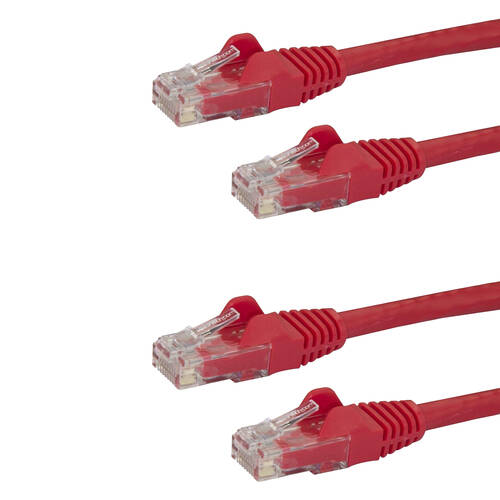 2PK Star Tech 2m Cat6 Red Snagless Gigabit RJ45 Patch Cable