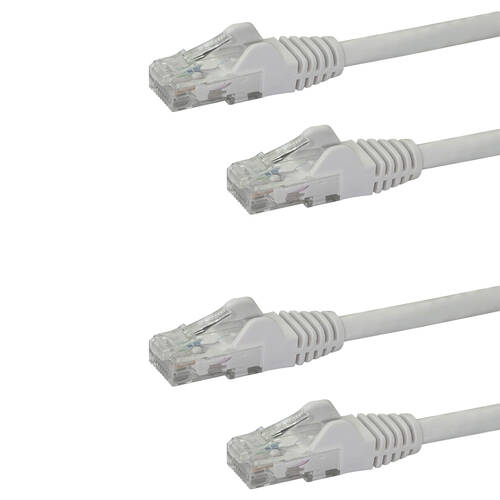 2PK Star Tech 2m Cat6 White Snagless Gigabit Ethernet RJ45 Cable