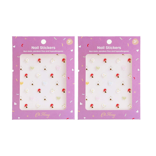 2PK Oh Flossy Non-Toxic Kids Nail Stickers Design - Magic Garden 3y+