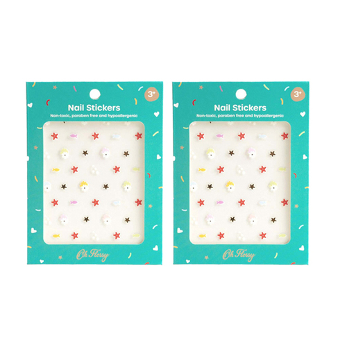 2PK Oh Flossy Non-Toxic Kids Nail Stickers Design - Under The Sea 3y+