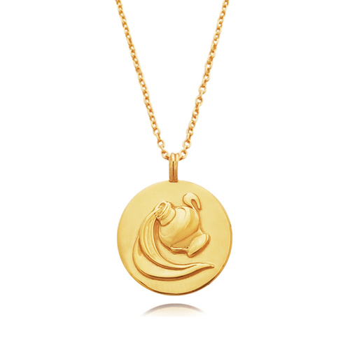 Culturesse She Is Aquarius 50cm Artisan Zodiac Pendant Necklace - 24K Gold