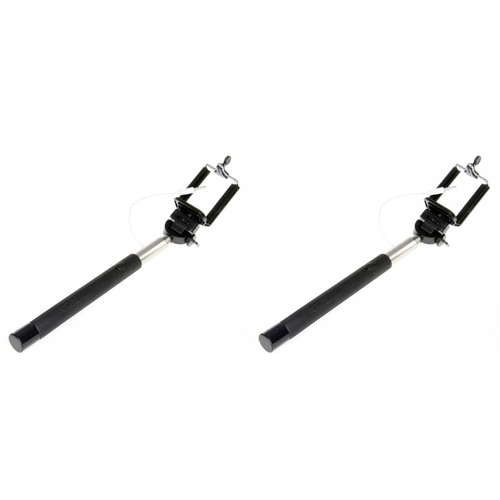 2PK Laser Universal Phone Selfie Stick w/ Control Cable 93cm - Black