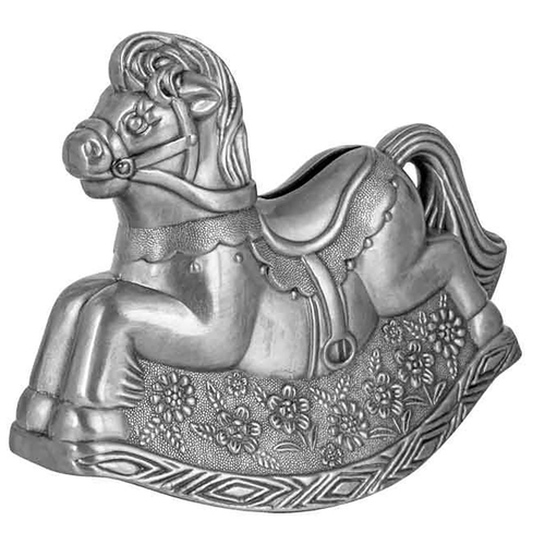 Pewter Plate Rocking Horse Money Bank 10cm Novelty