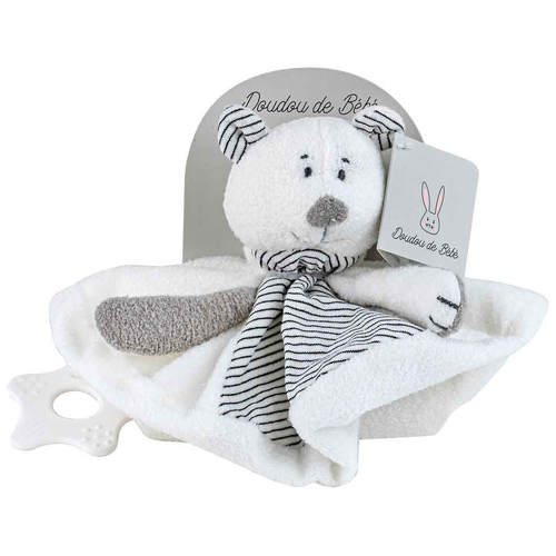 Striped Soft Plush Bear Dou Dou Comforter Baby/Newborn Grey 25cm