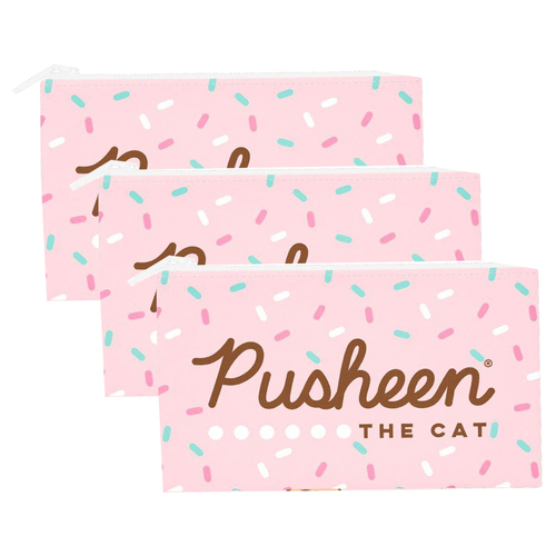 3PK Pusheen And Friends Character Themed Flat Pencil Case Pink